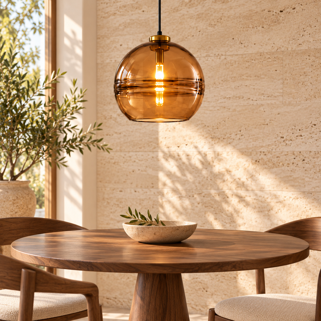 Modern Glass Pendant Light with Purple Amber or Grey color Shade