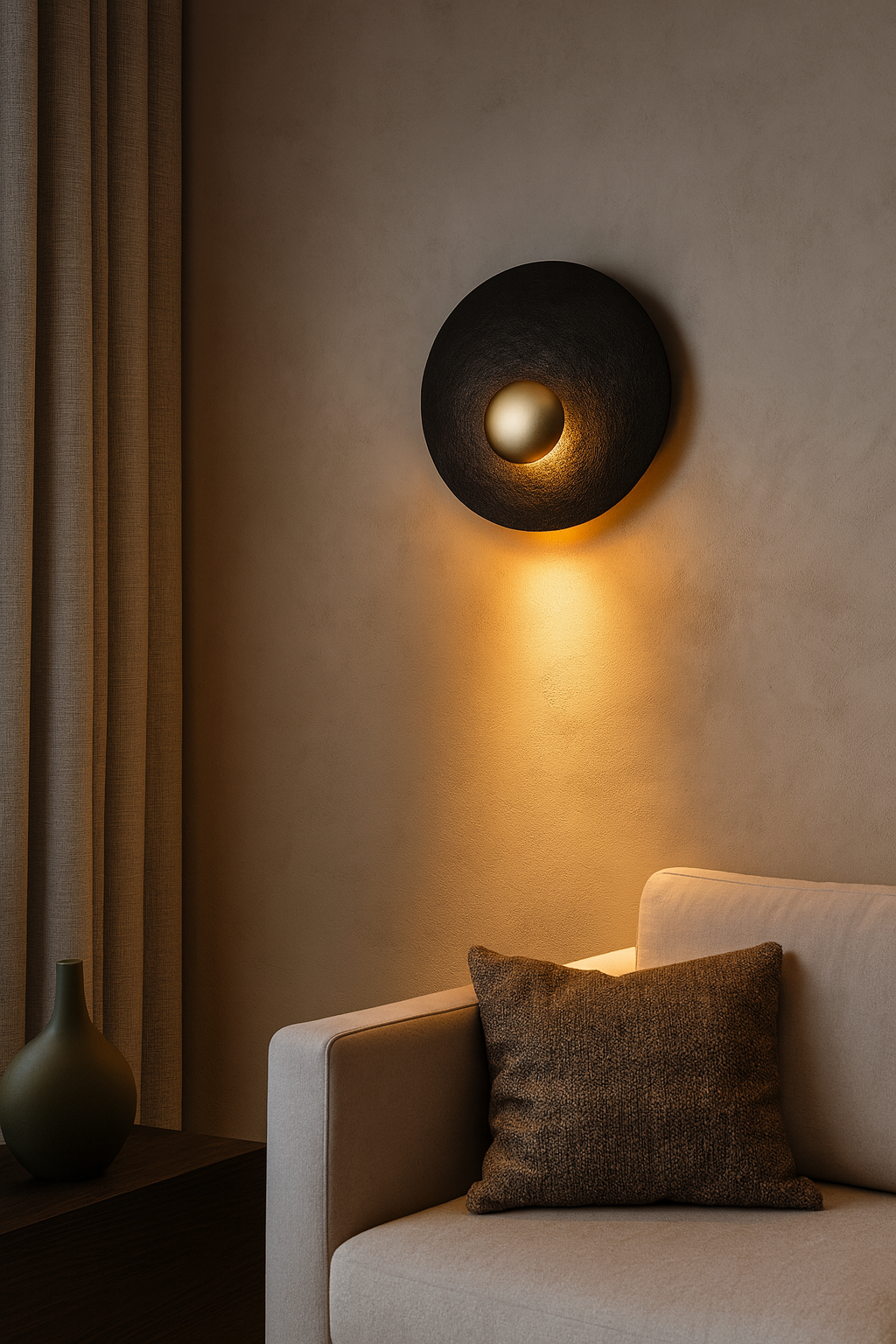 Modern Eclipse Wall Light - Artistic Textured Finish