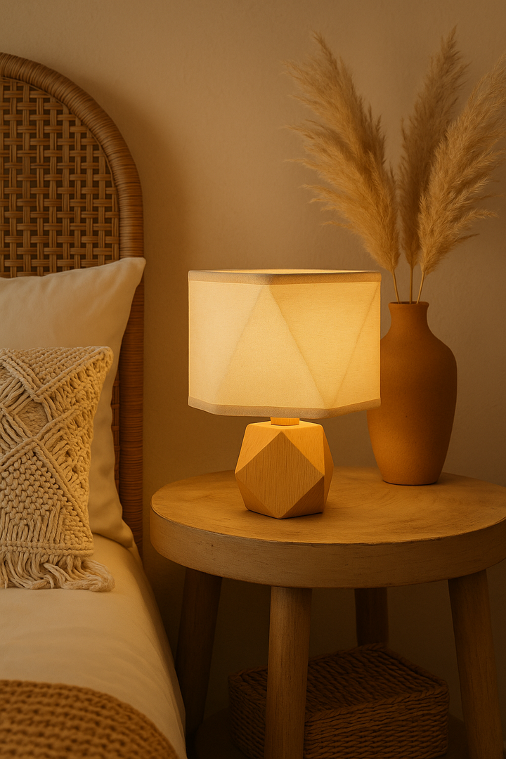Geometric Wood Table Lamp
