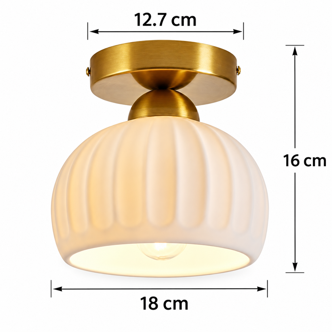 Modern Ribbed ceramic Flush Mount Ceiling Light