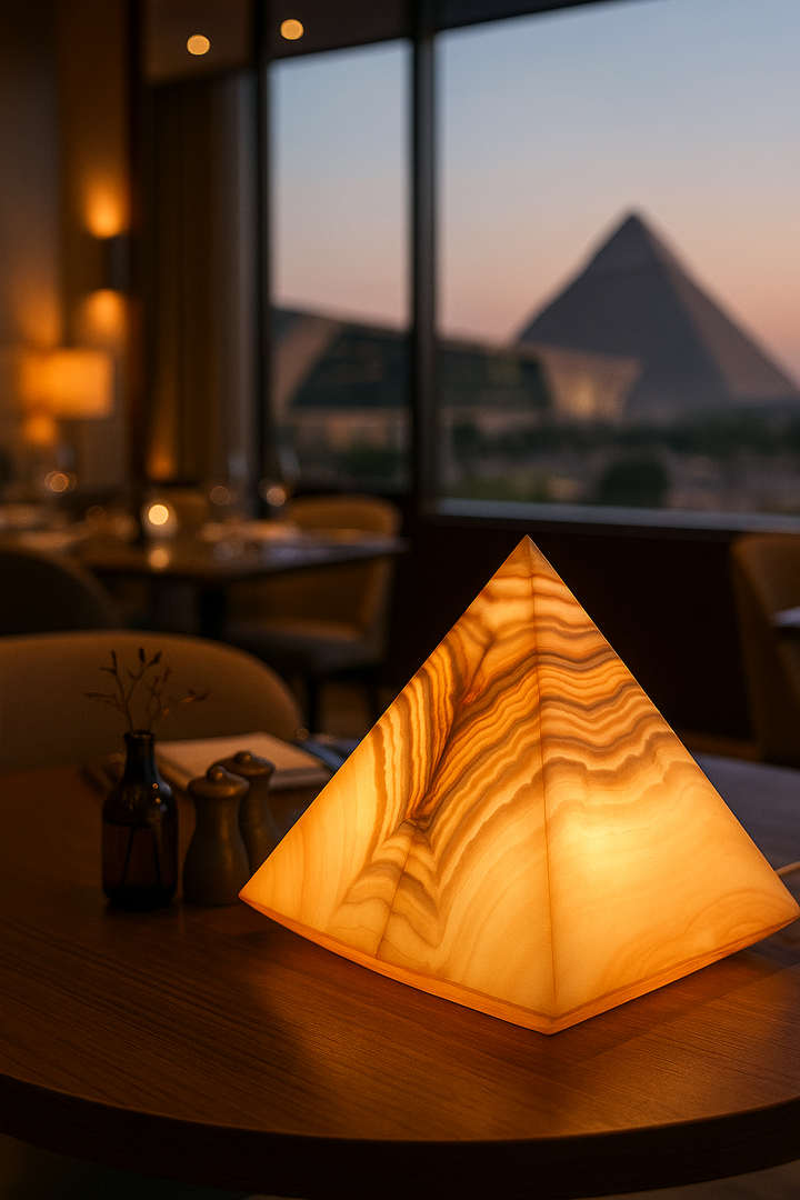 Alabaster Pyramid Table Lamp