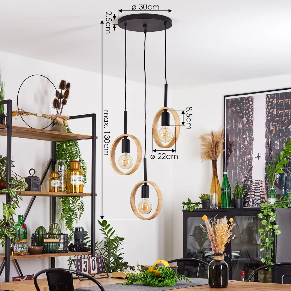 Modern Wooden Ring Pendant Light