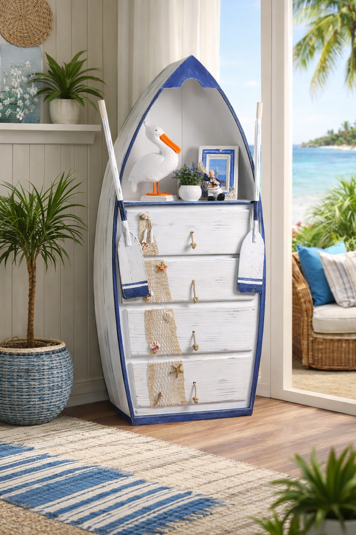 Boat shelf storage cabinet furniture with multiple compartments