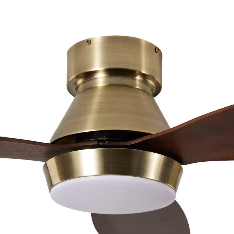 Aureo Brass & Walnut Ceiling Fan with LED Light