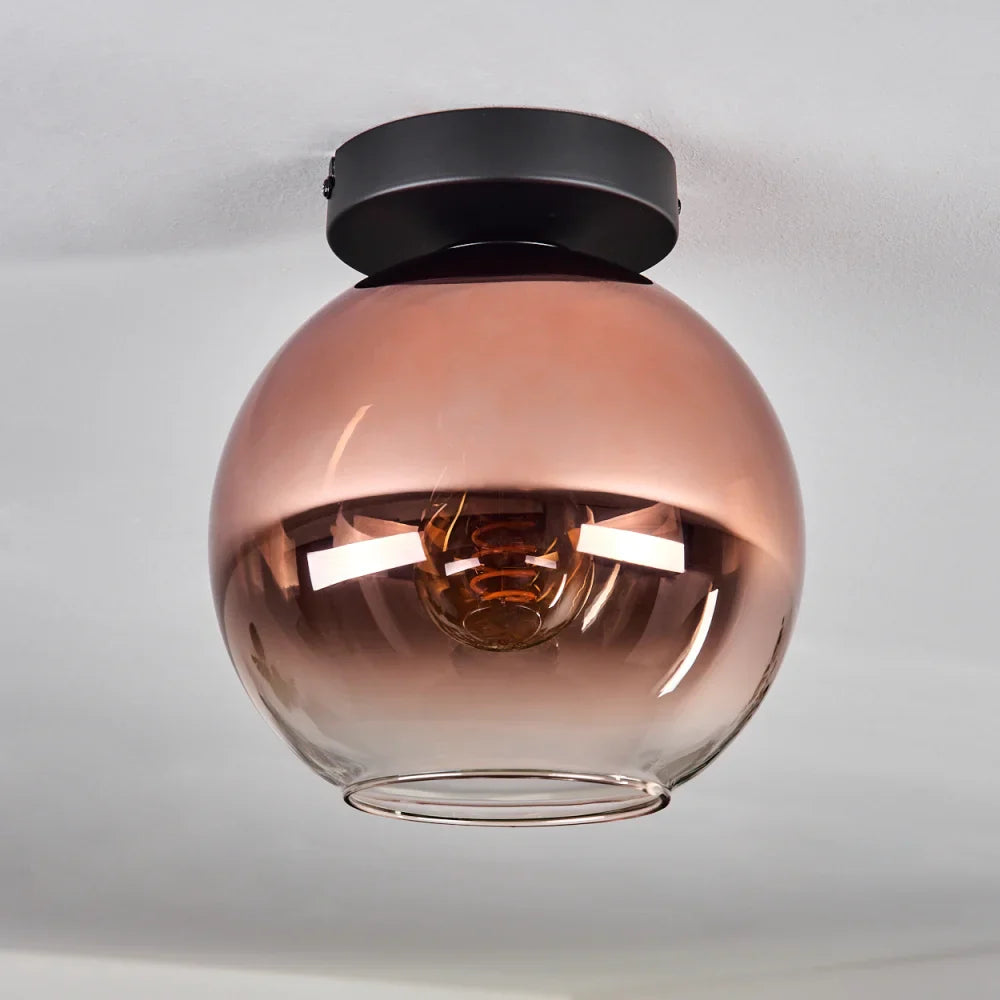 Modern Rose Gold Glass Globe Ceiling Light