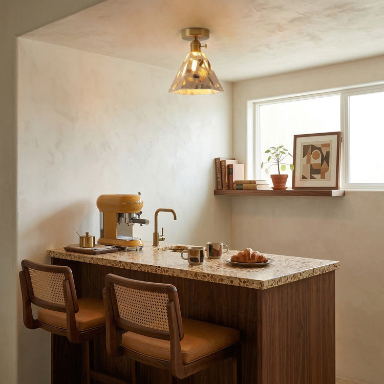 Brass Terrazzo Cone Pendant Light