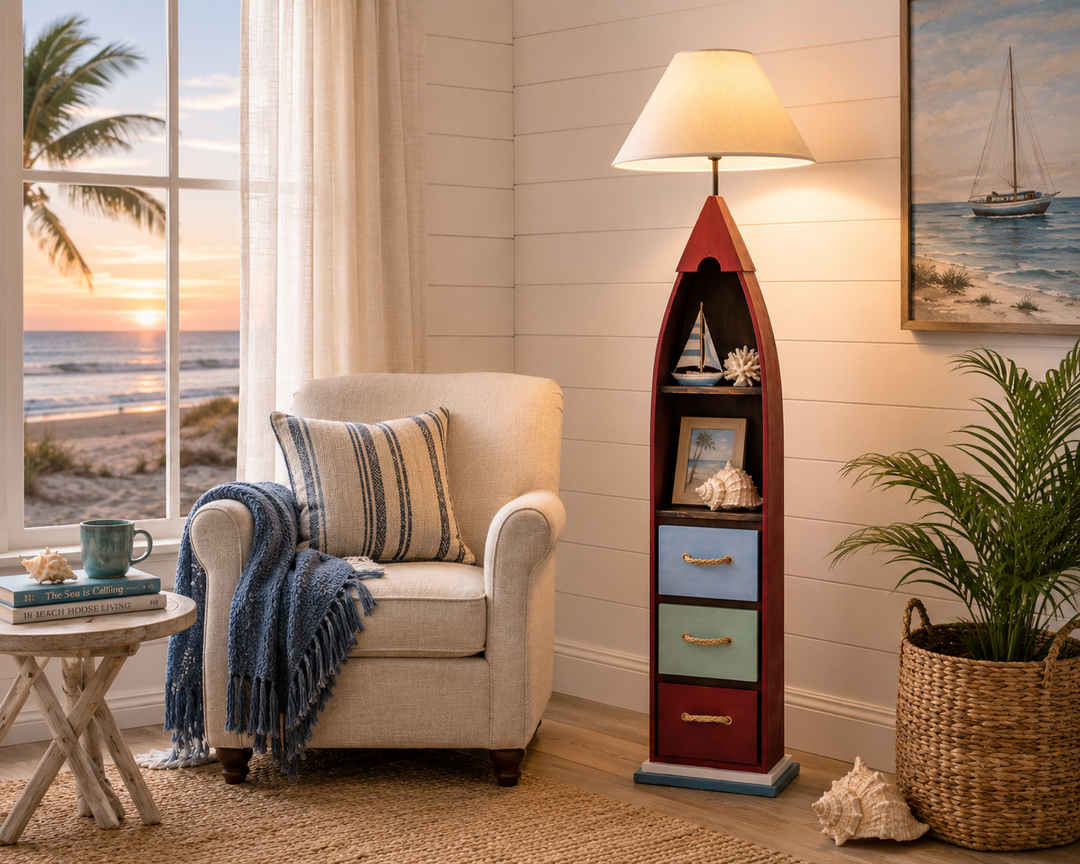 Boat-Shaped Floor Lamp with Storage