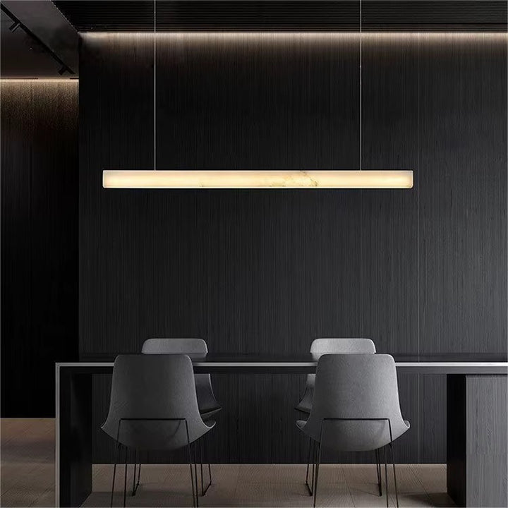 Modern Linear LED Pendant Light in Warm Ivory