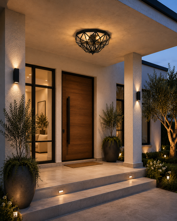 Geometric Black Flush Mount Ceiling Light