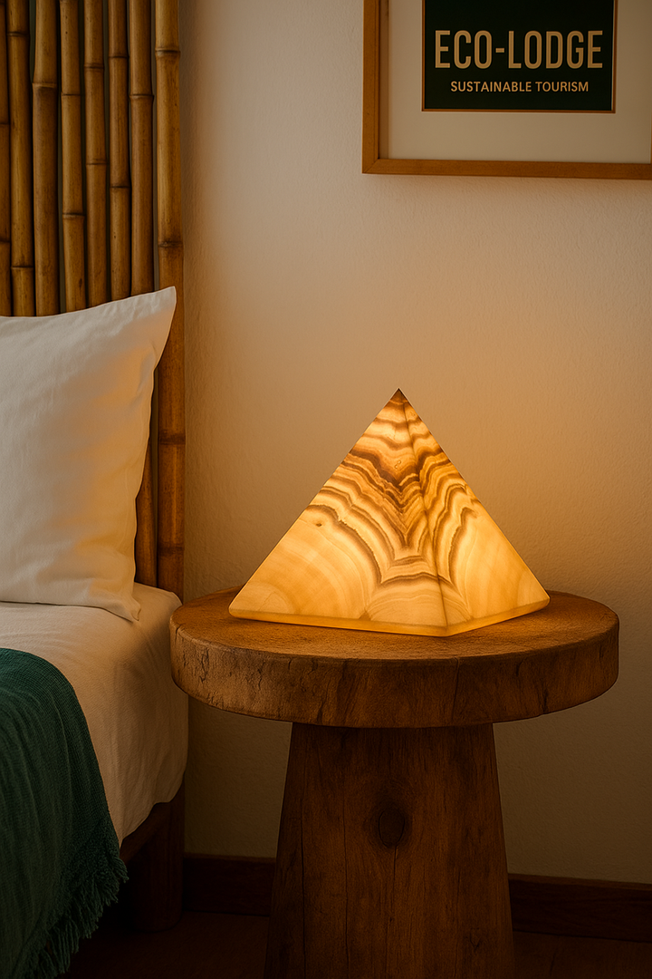 Alabaster Pyramid Table Lamp