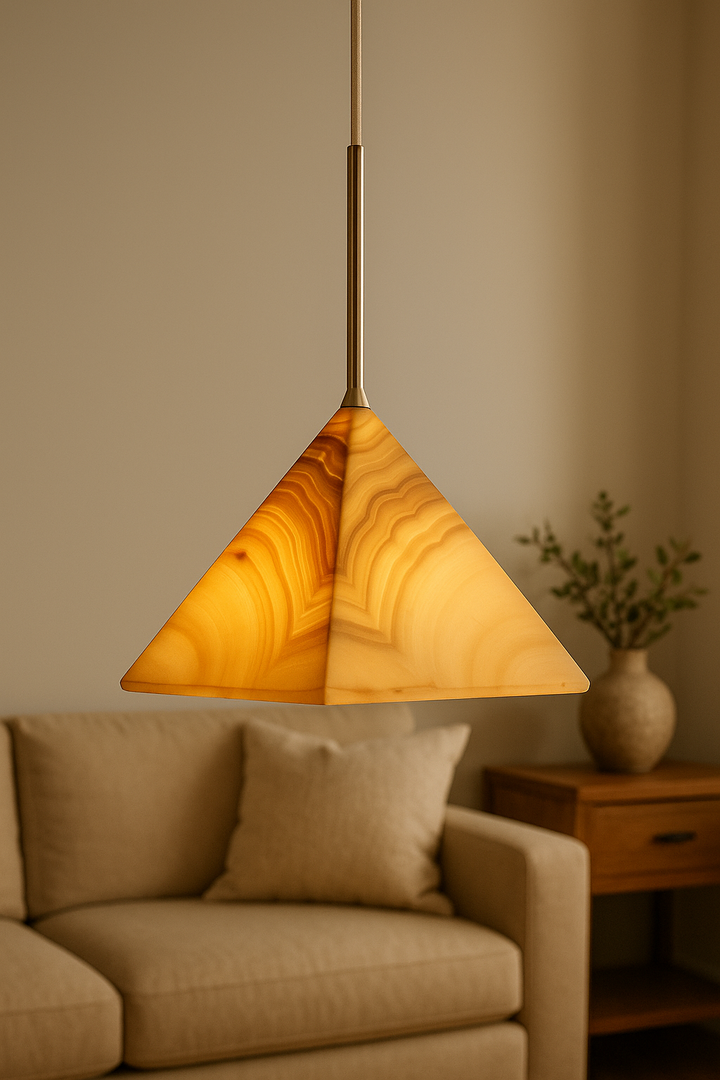 Warm Pyramid AlabasterPendant Light