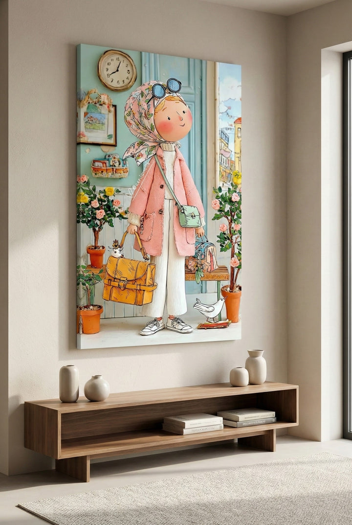 Stylish Girl Traveler Canvas Art