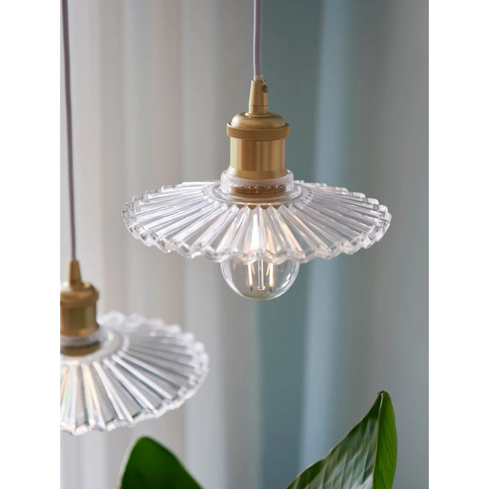 Elegant Vintage Glass Pendant Light with Brass Details