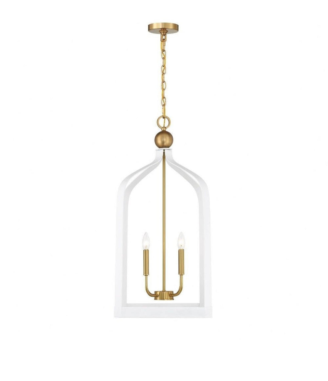 Elegant White and Gold Cage Chandelier