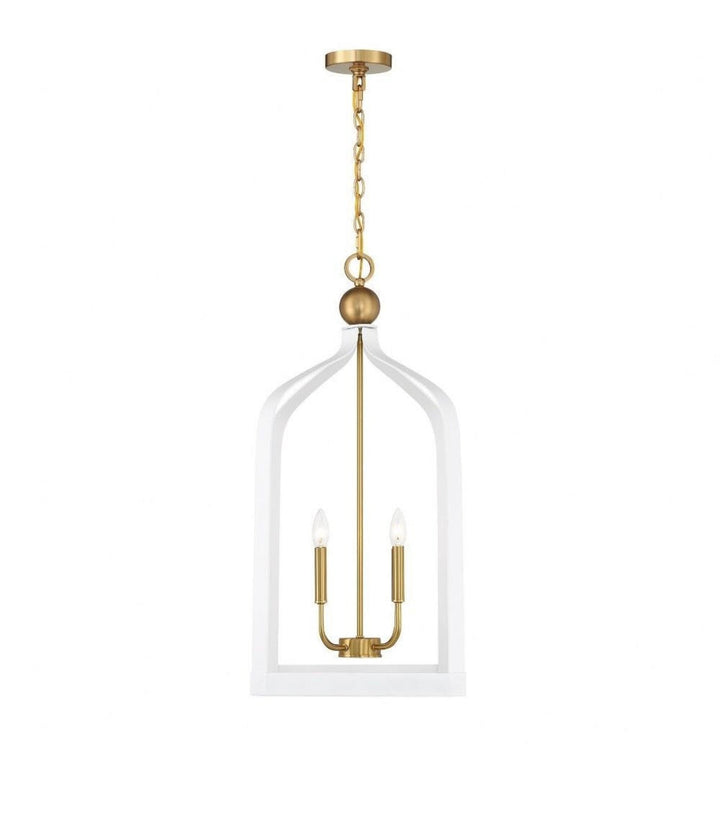 Elegant White and Gold Cage Chandelier