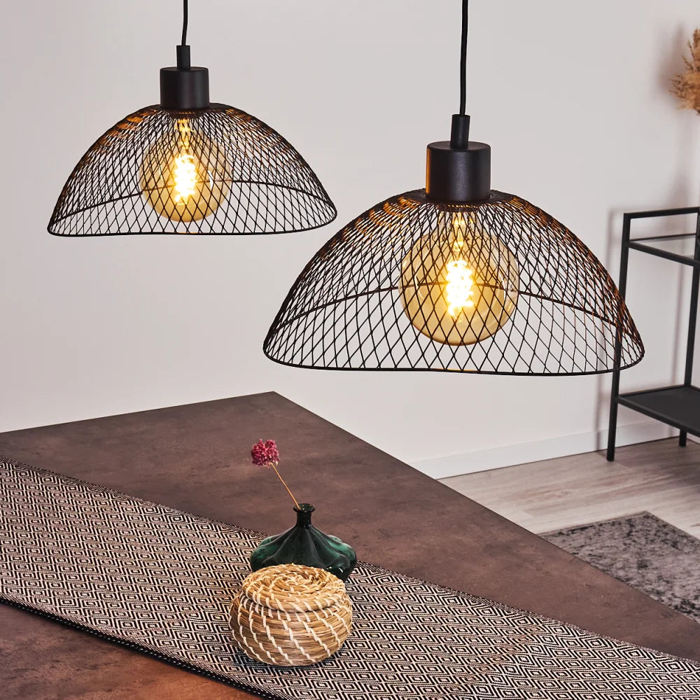 Industrial Wire Mesh Pendant Light Set