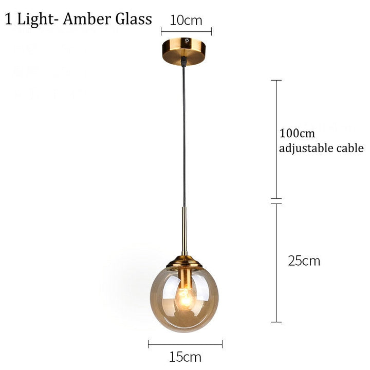 Modern 5-Light Globe Pendant Light with Smoked Glass and Brass Finish