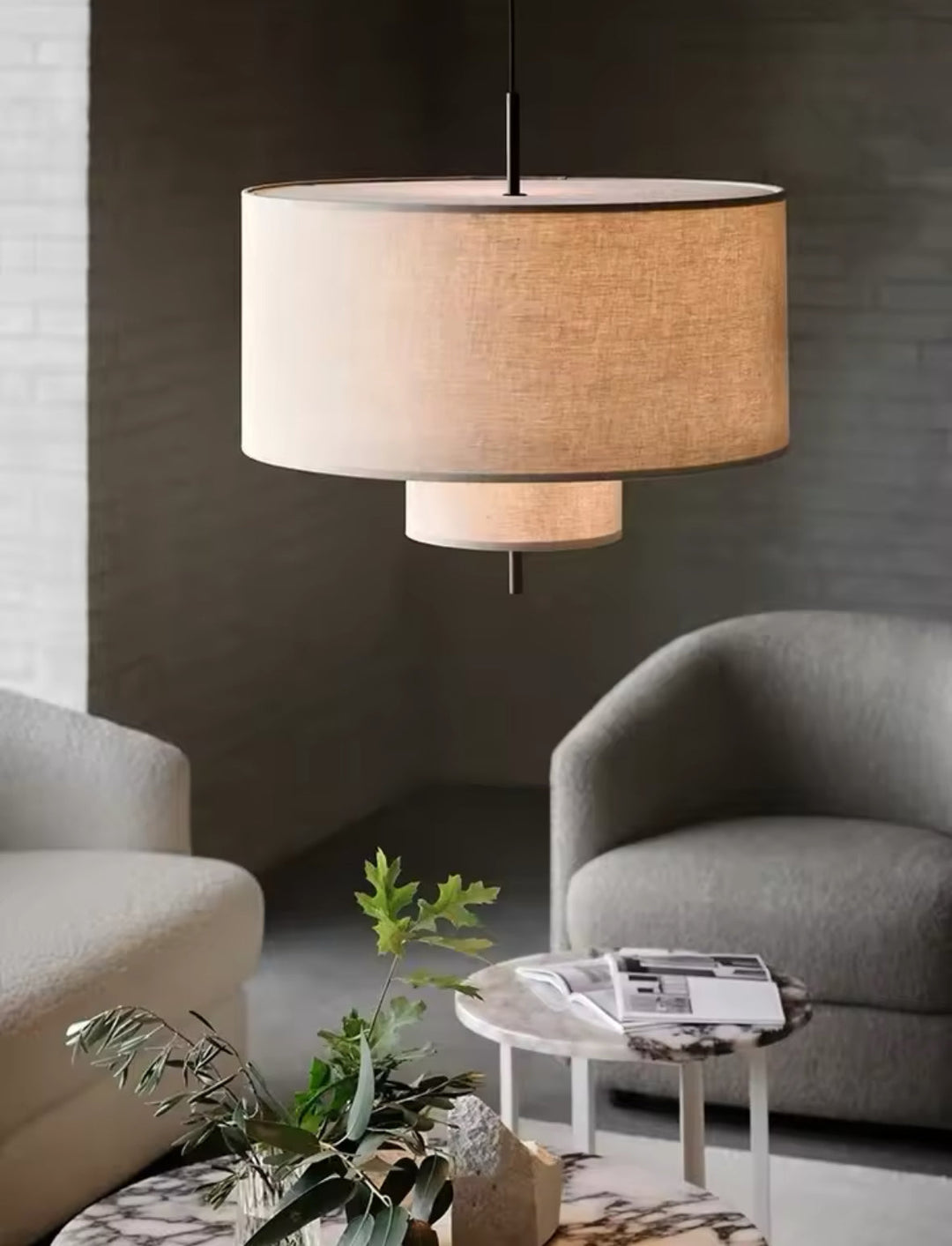 Modern Floor Lamp | Table Lamp | Pendant light Set with Fabric Shades