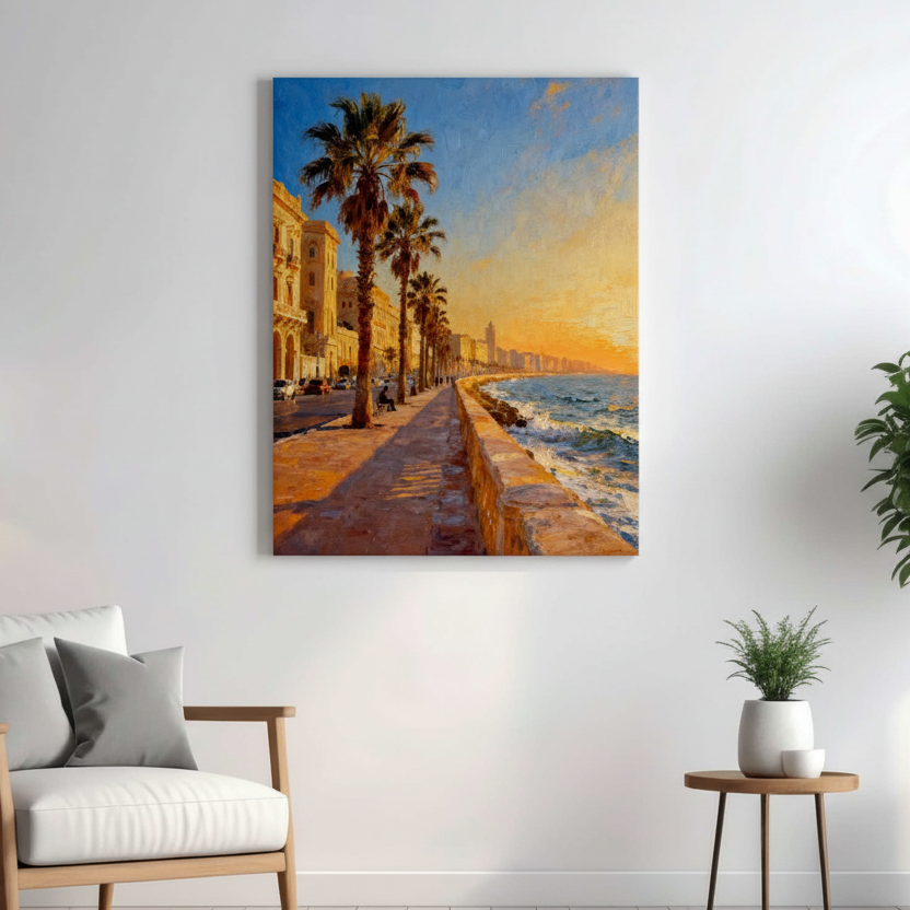 Sunset Coastal City Wall Art