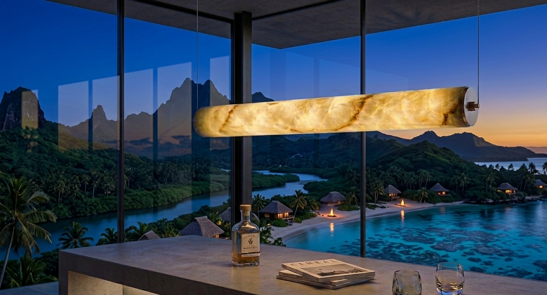 Alabaster Tube Linear Chandelier