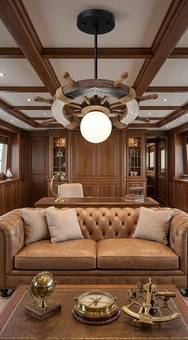 Nautical Ship Wheel Pendant Light