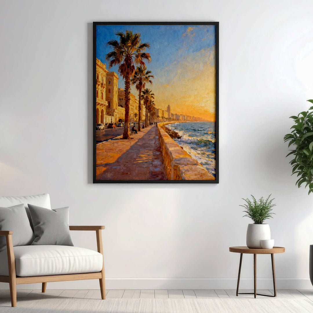 Sunset Coastal City Wall Art