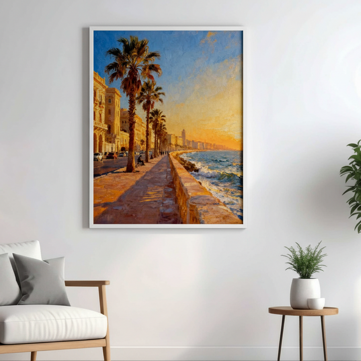 Sunset Coastal City Wall Art