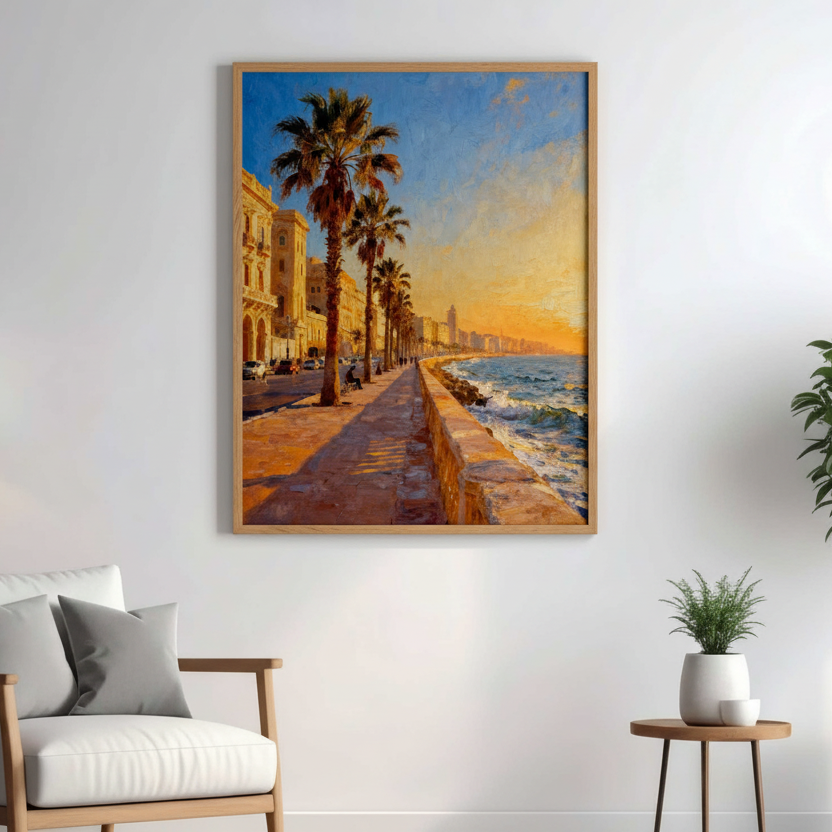Sunset Coastal City Wall Art
