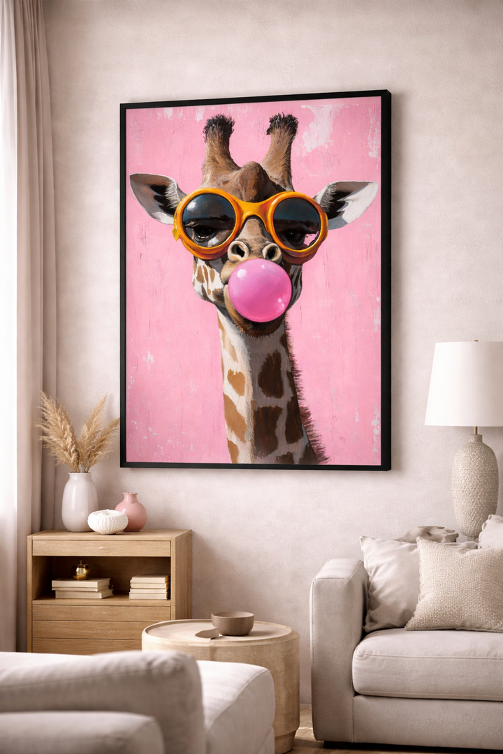 Playful Giraffe Canvas Wall Art