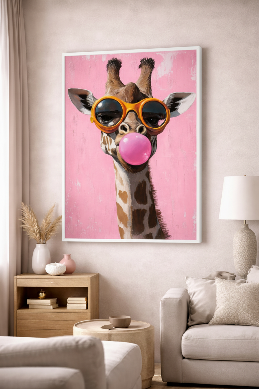 Playful Giraffe Canvas Wall Art