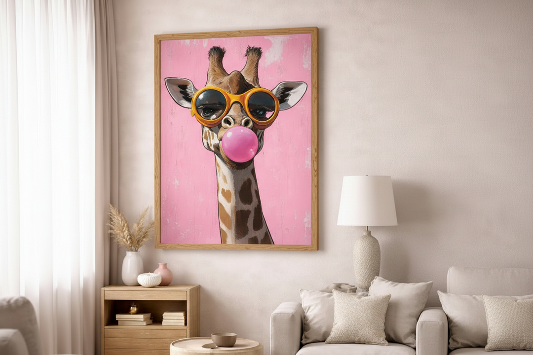 Playful Giraffe Canvas Wall Art