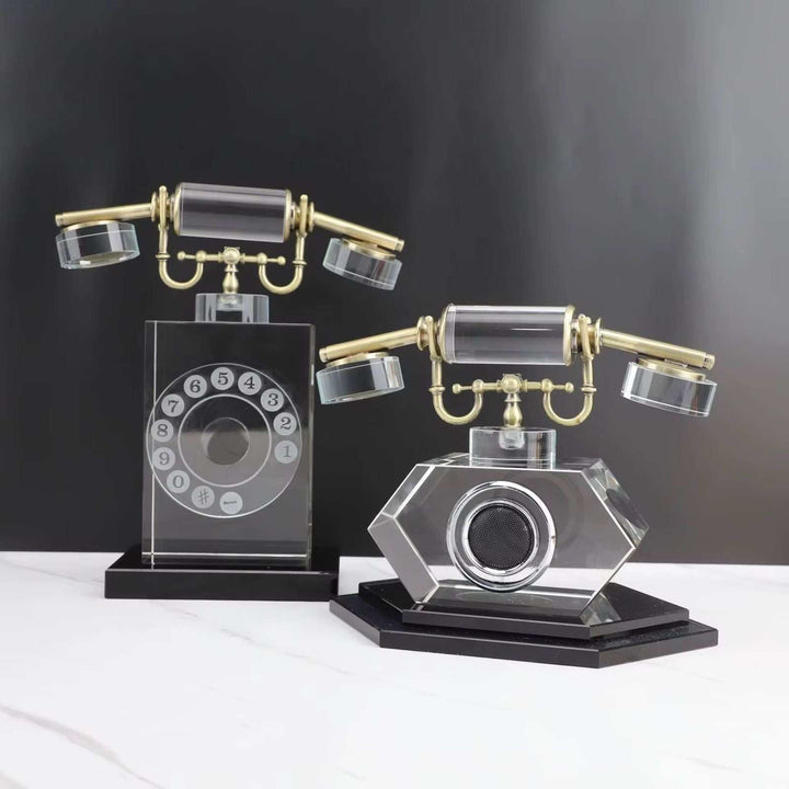 Vintage crystal telephone décor with ornate detailing and rotary design