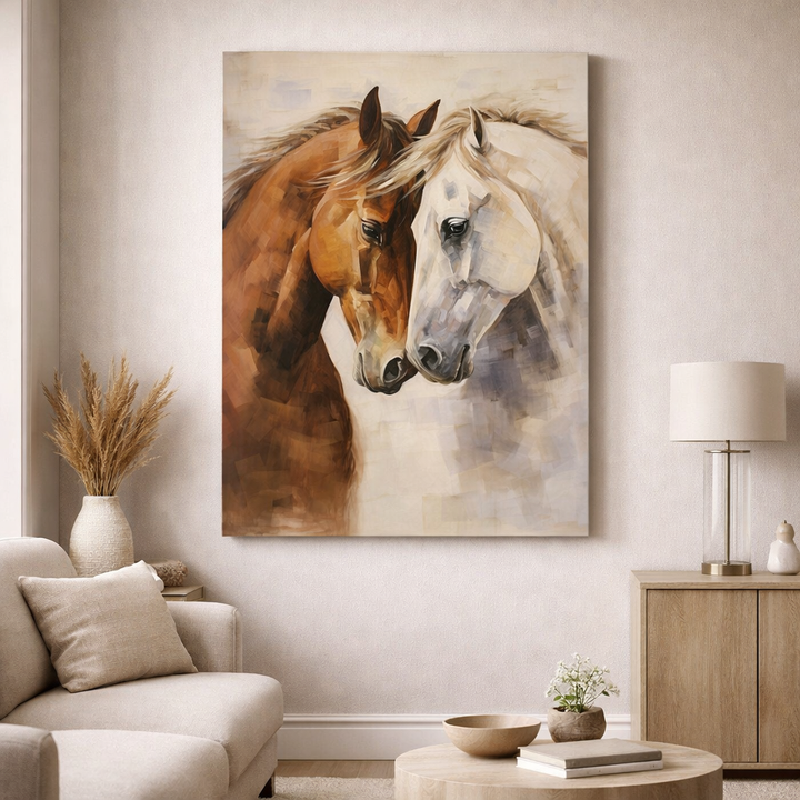 Abstract Horses Canvas premium wall art on MDF frame with glass, water and dust resistant premium canvas