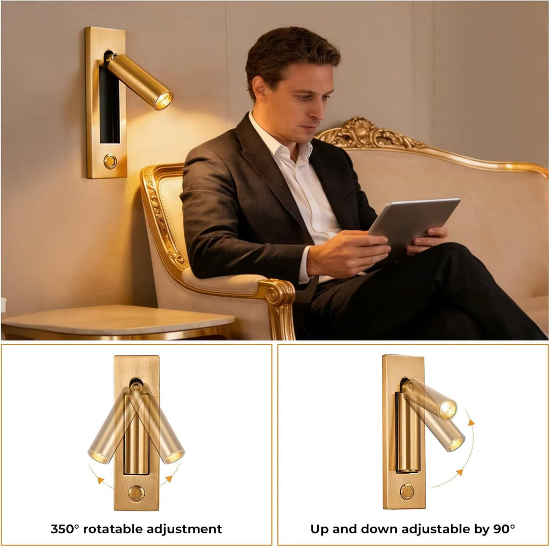 Modern Adjustable Wall Light with Brass Finish