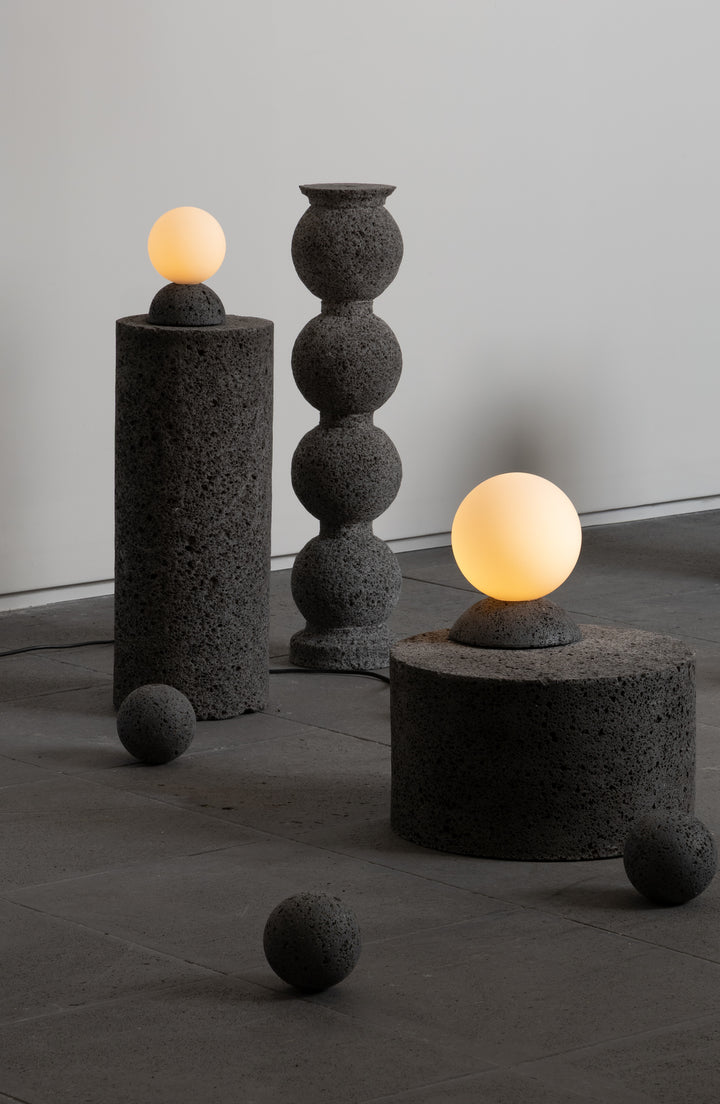 Modern Table Lights with Concrete and Glass Globes
