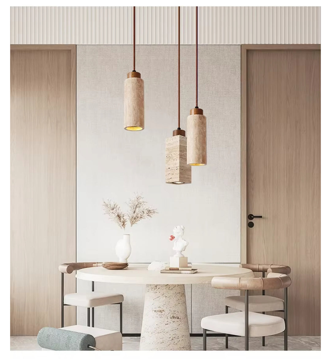 Modern Pendant Light with Natural Stone Shades