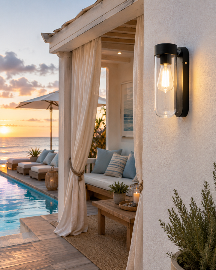 Clear Glass Cylinder Wall Light