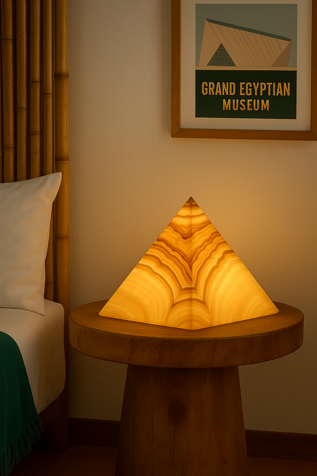 Alabaster Pyramid Table Lamp