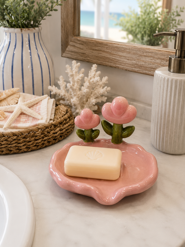 Blush Blossom Ceramic Soap Dish