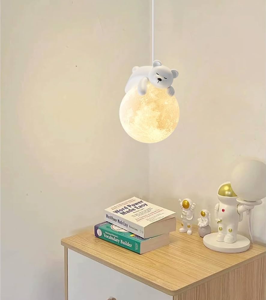 Globe with bear pendant light