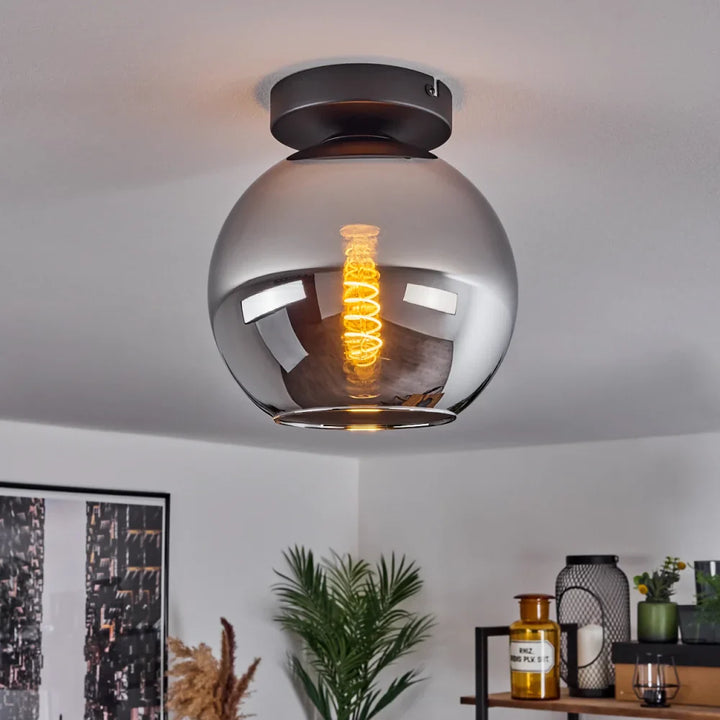 Modern Smoky Glass Globe Ceiling Light