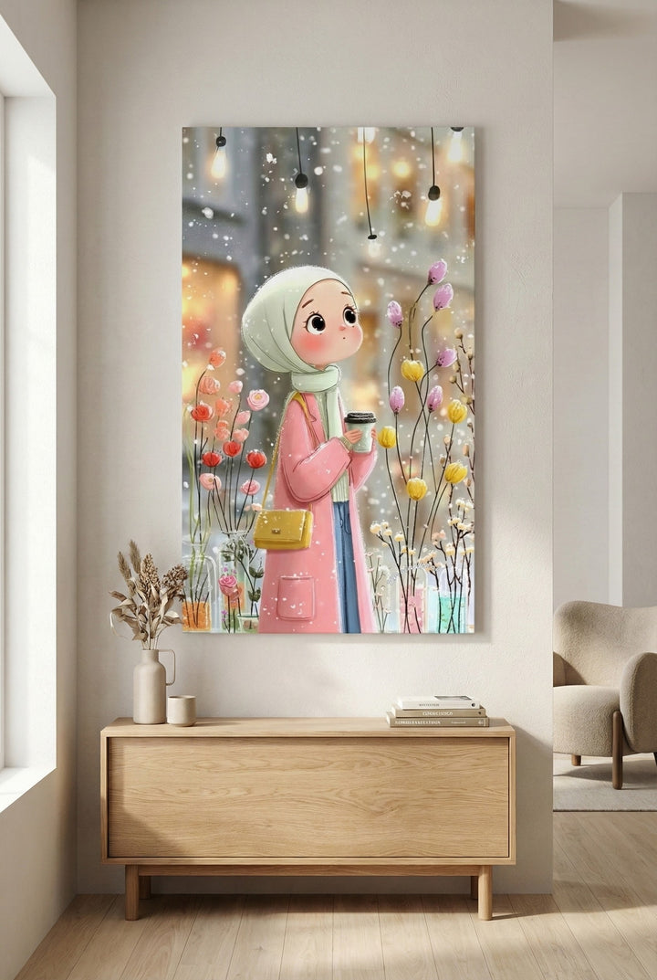 Cozy Winter Girl Canvas Art
