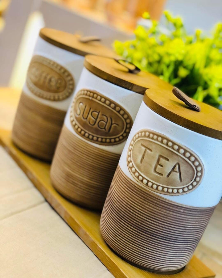 Modern Tea Coffee Sugar Jar Set