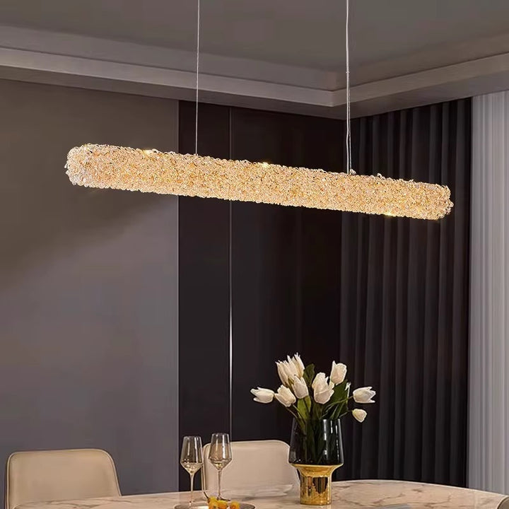 Textured Crystal Linear Pendant Light