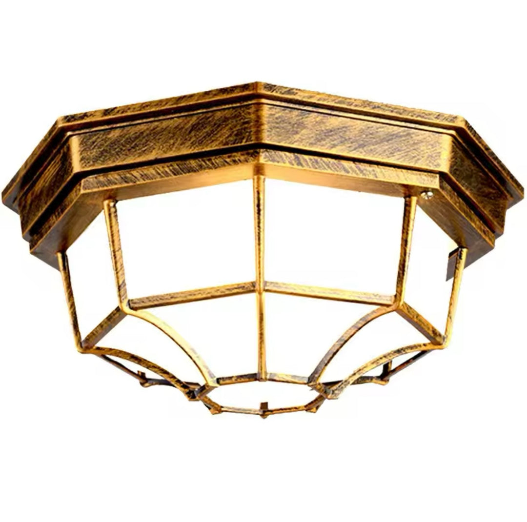 Vintage Flush Mount Ceiling Light with Geometric Frame