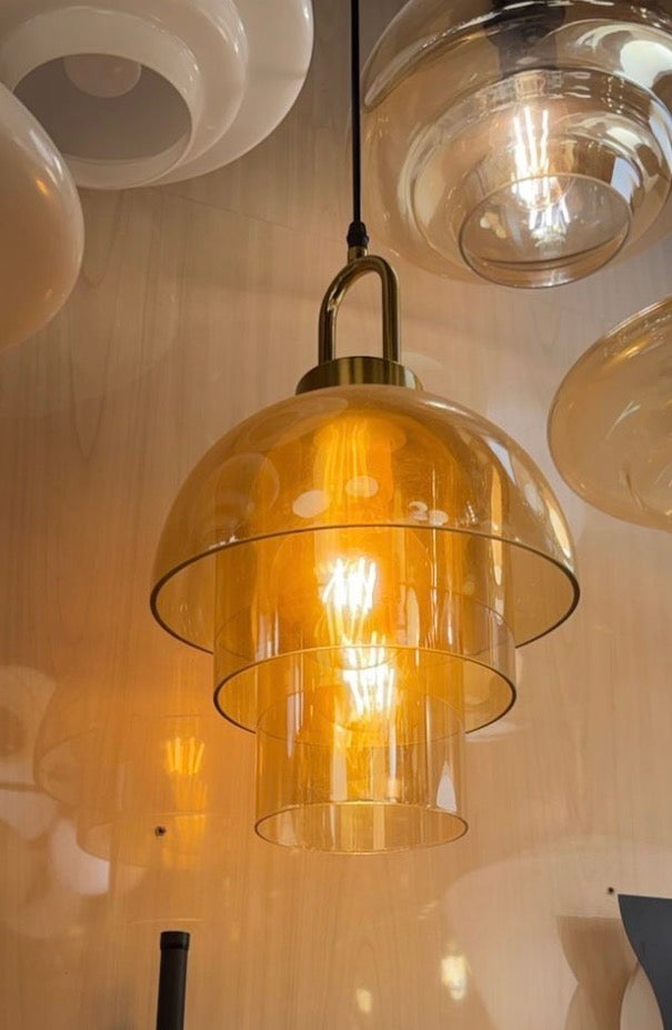 Modern Pendant Lighting with Gold Glass Shades