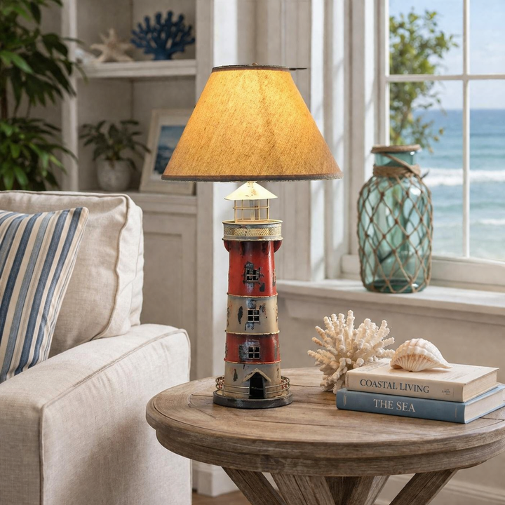 Harbor lighthouse table lamp with warm coastal lighting
