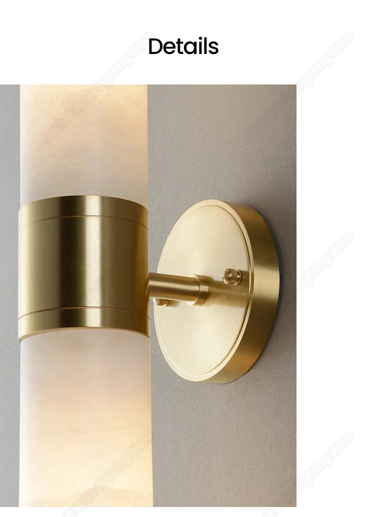 Modern Brass and Opal Alabaster Wall Light