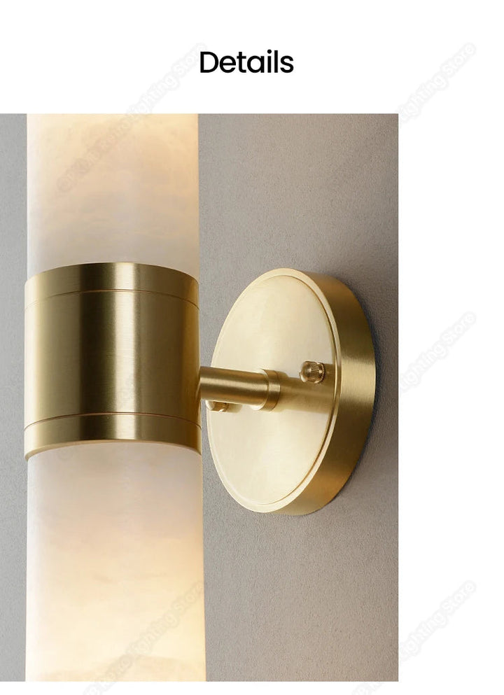 Modern Brass and Opal Alabaster Wall Light