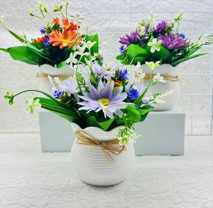 Artificial Flower Pots Set of 4 different colors